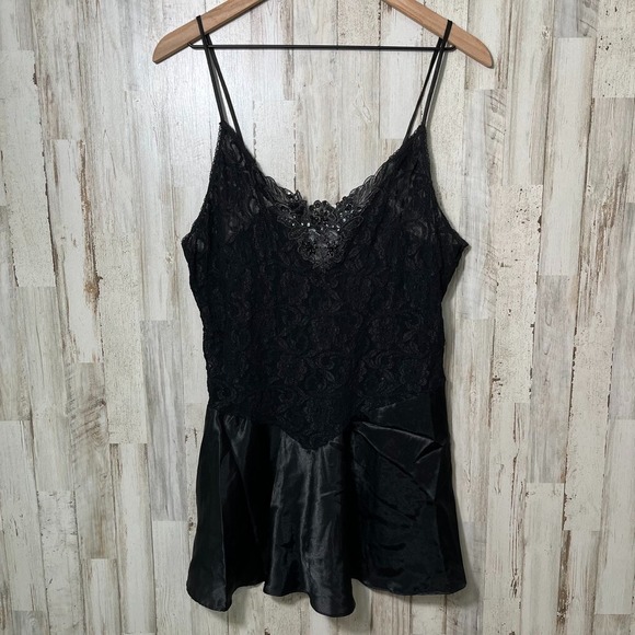 Y2K Secret Treasures Black Babydoll Slip Dress Lace Mini Sheer Nightie Womens XL - Picture 1 of 4
